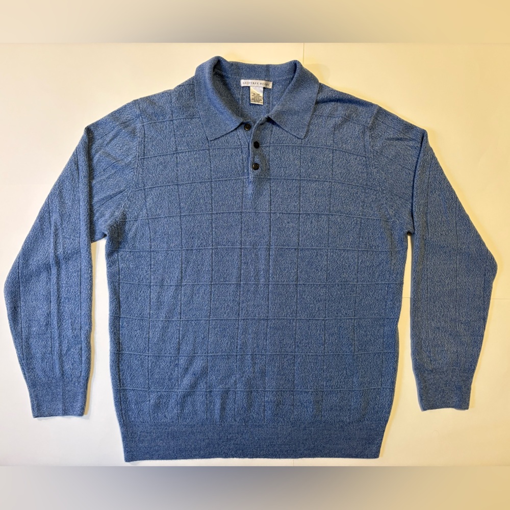 Geoffrey Beene Blue Long Sleeve Collared Shirt
